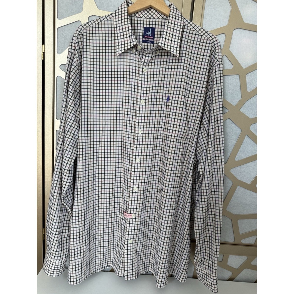 Johnnie O Shirt Men XXL Purple Gingham Check Prep-Formance Button Up Long Sleeve